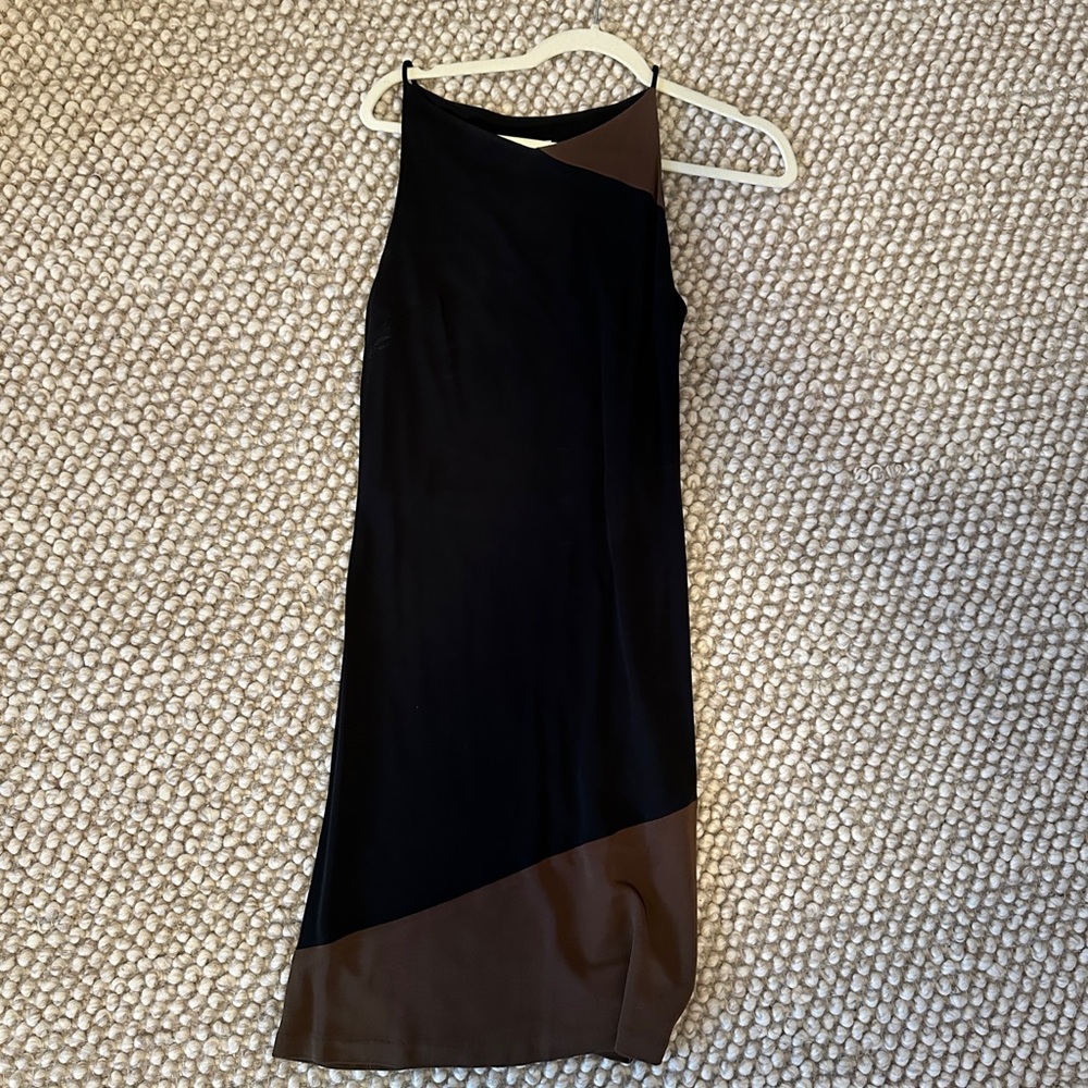 Parallel color block tank dress